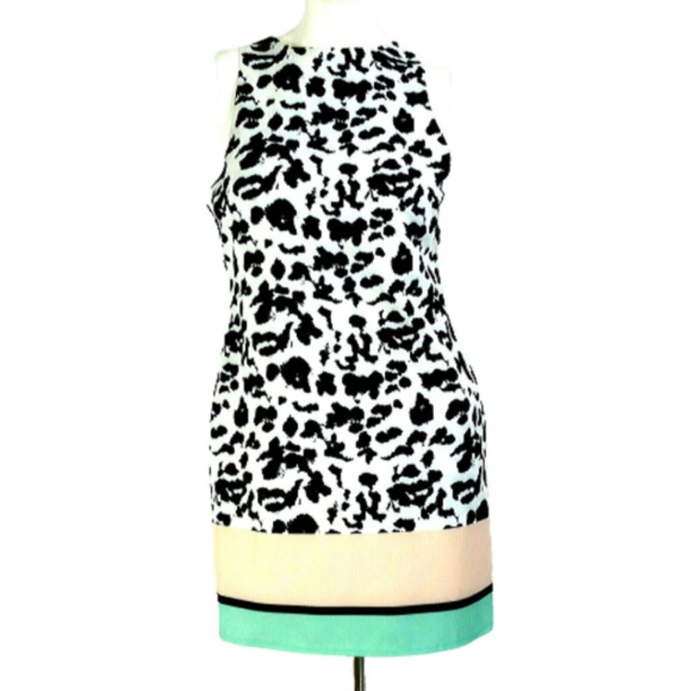 Luvalot Leopard Colorblock Sleeveless Sheath Dress